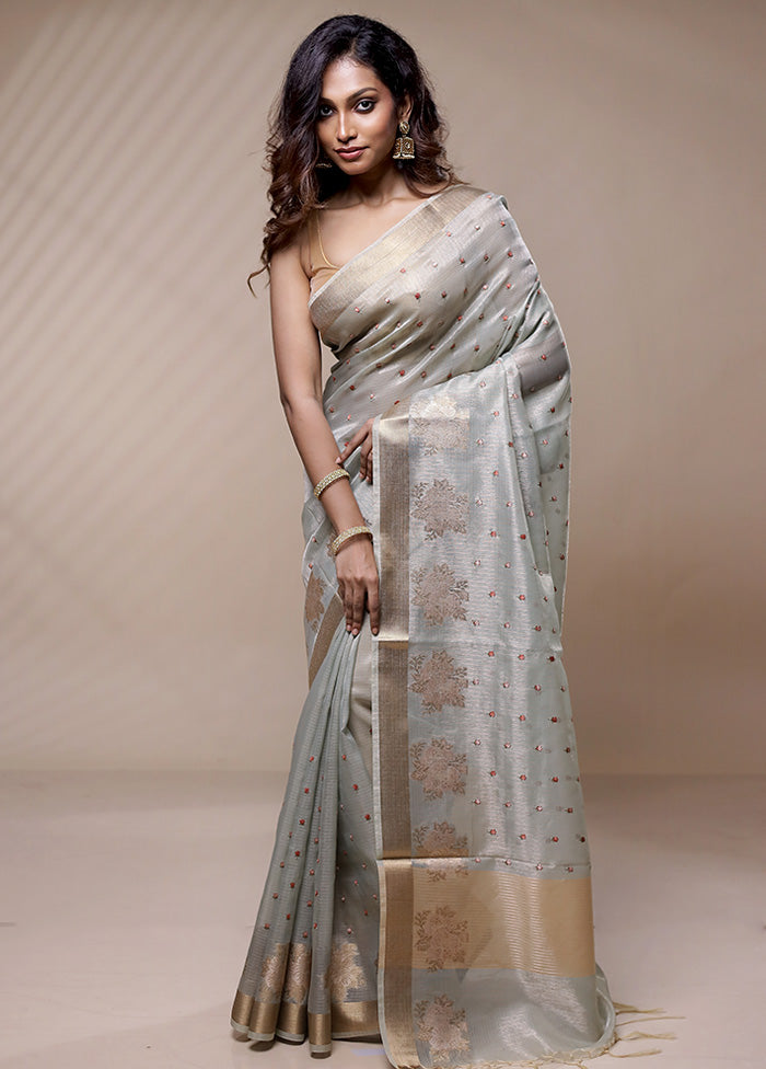 Grey Cotton Saree Without Blouse Piece - Indian Silk House Agencies