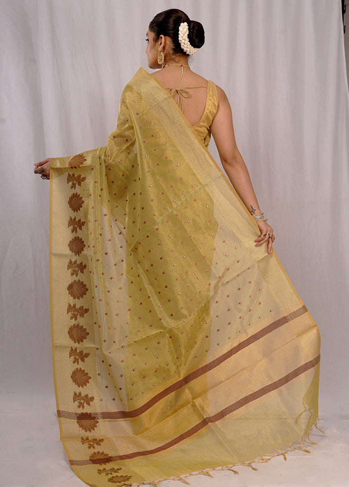 Green Cotton Saree With Blouse Piece - Indian Silk House Agencies