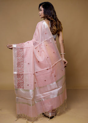 Pink Cotton Saree With Blouse Piece