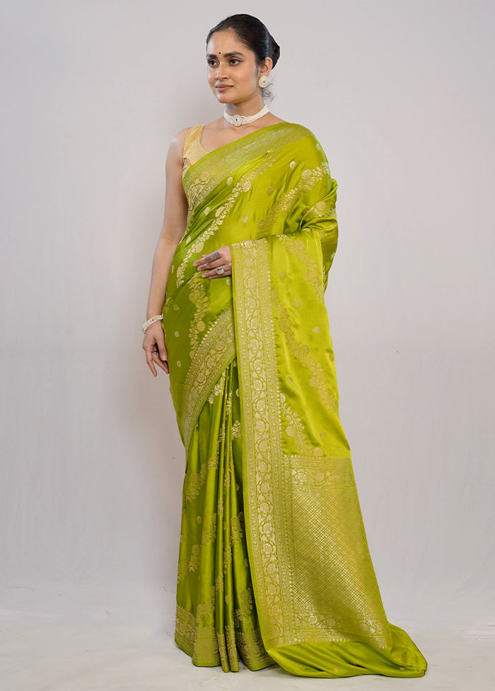 Green Dupion Silk Saree With Blouse Piece - Indian Silk House Agencies