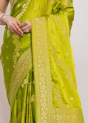 Green Dupion Silk Saree With Blouse Piece - Indian Silk House Agencies