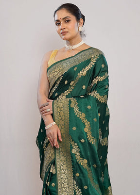 Green Dupion Silk Saree With Blouse Piece - Indian Silk House Agencies