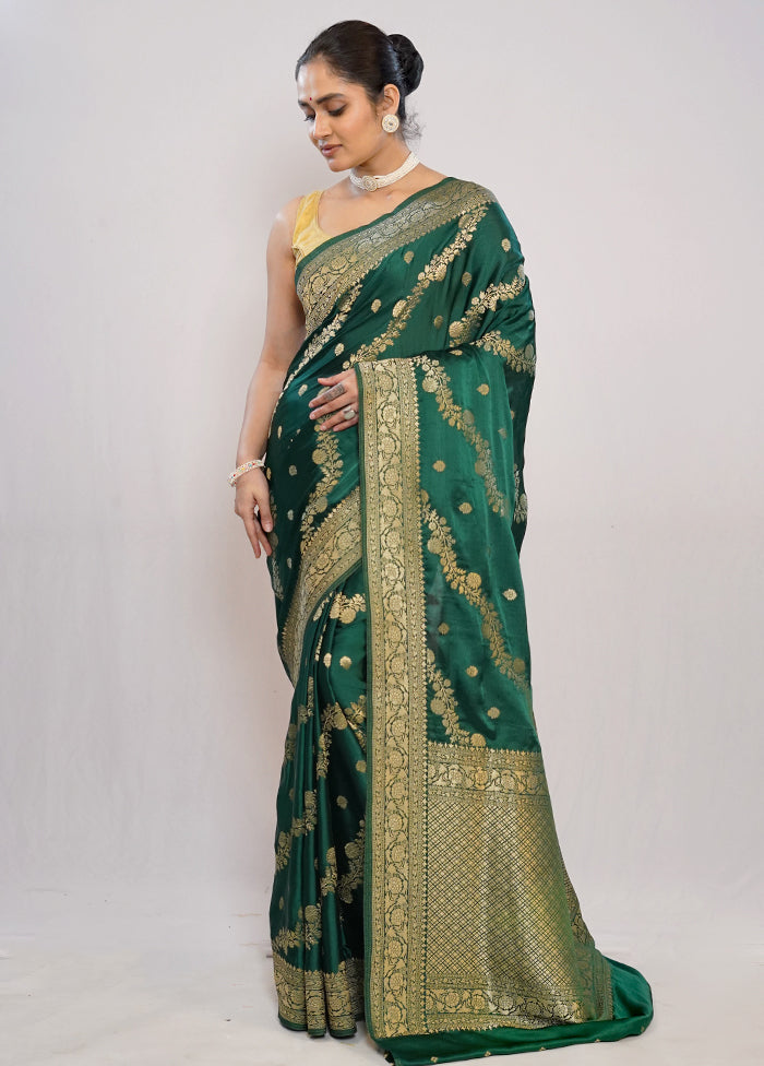 Green Dupion Silk Saree With Blouse Piece - Indian Silk House Agencies