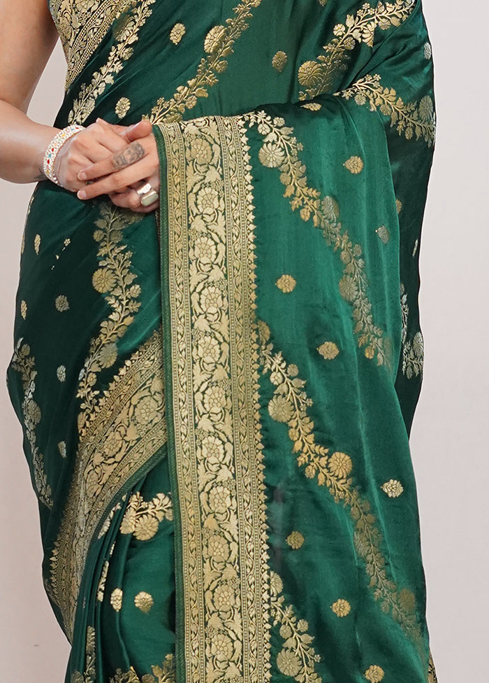 Green Dupion Silk Saree With Blouse Piece - Indian Silk House Agencies