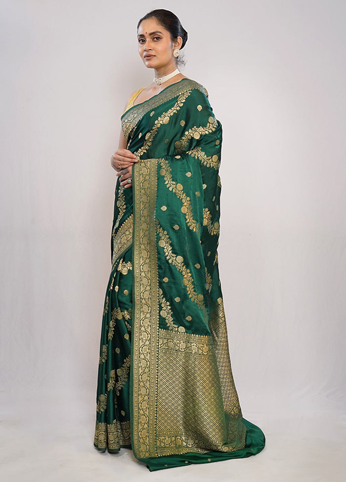 Green Dupion Silk Saree With Blouse Piece - Indian Silk House Agencies