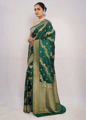 Green Dupion Silk Saree With Blouse Piece - Indian Silk House Agencies