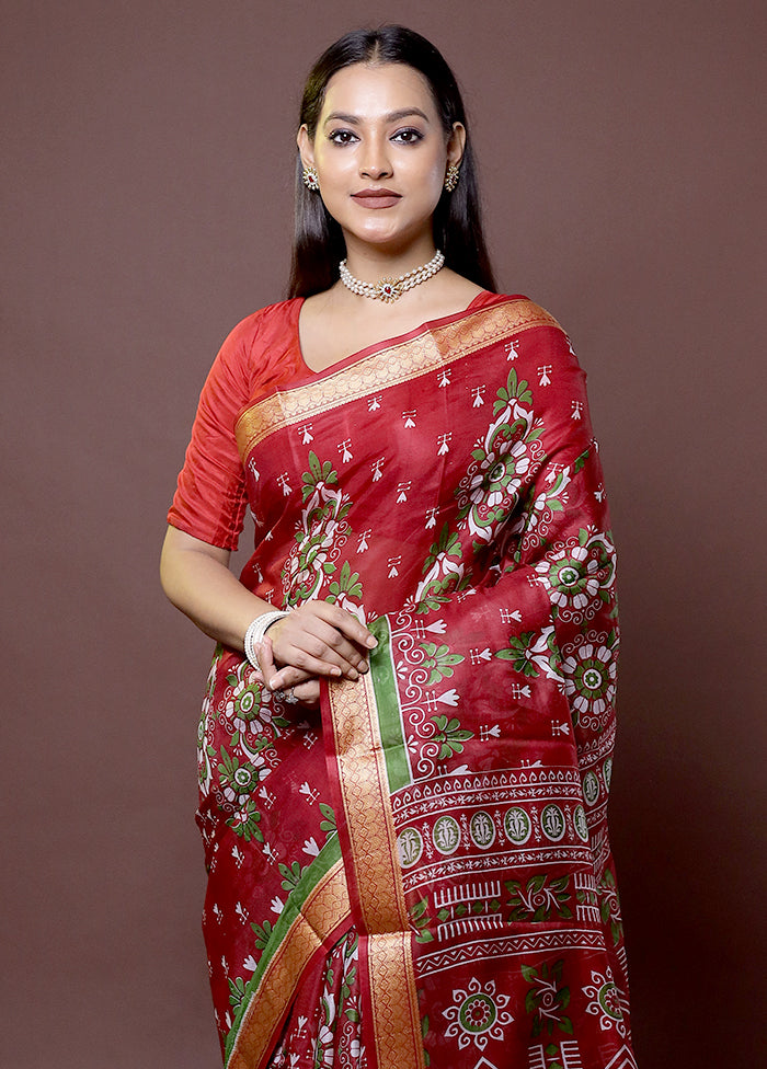 Multicolor Printed Pure Silk Saree Without Blouse Piece