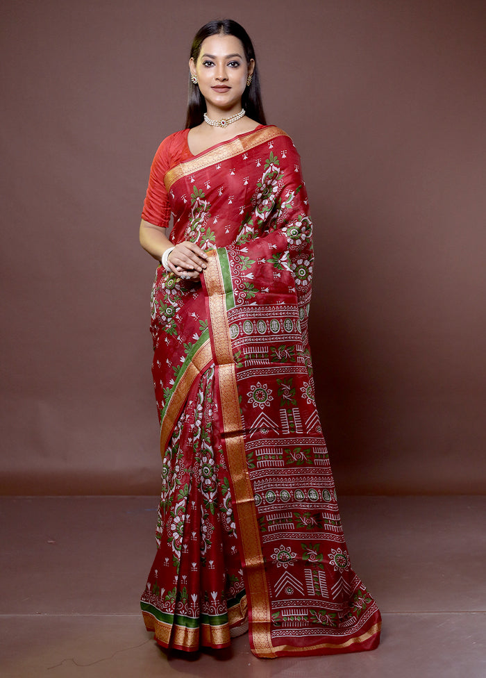 Multicolor Printed Pure Silk Saree Without Blouse Piece