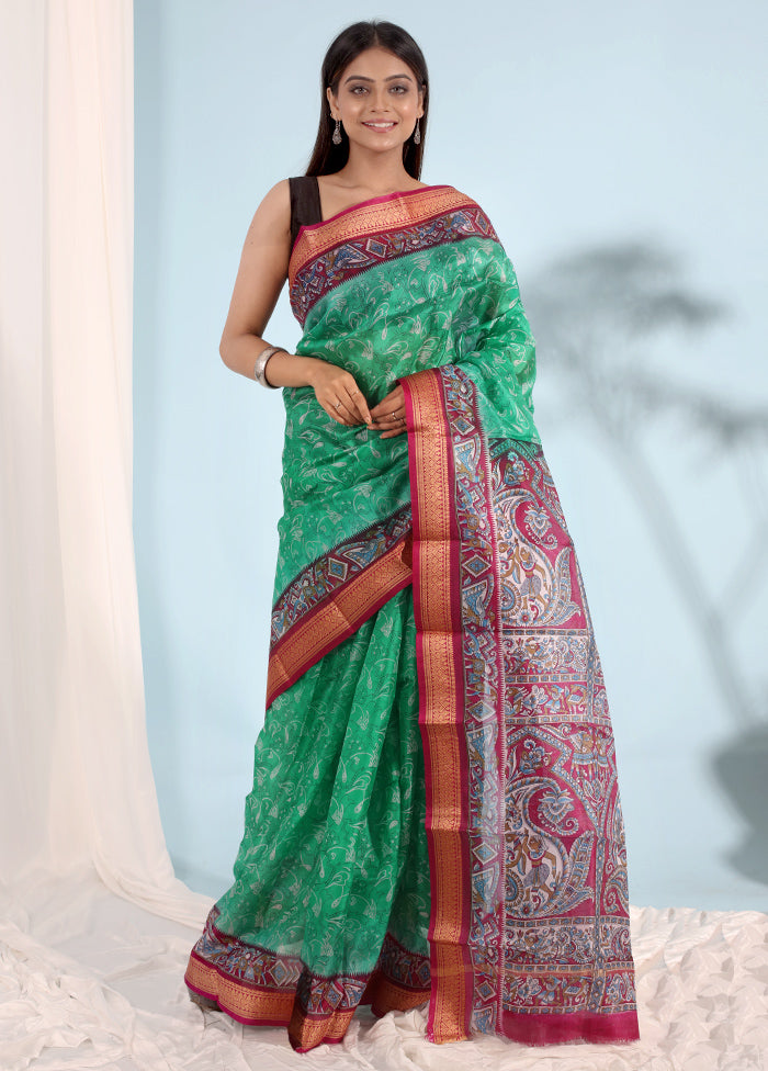 Multicolor Printed Pure Silk Saree With Blouse Piece - Indian Silk House Agencies