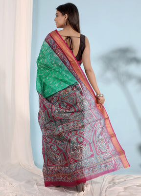 Multicolor Printed Pure Silk Saree With Blouse Piece - Indian Silk House Agencies