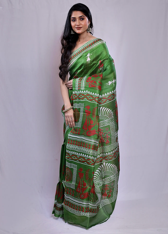 Multicolor Printed Pure Silk Saree With Blouse Piece - Indian Silk House Agencies