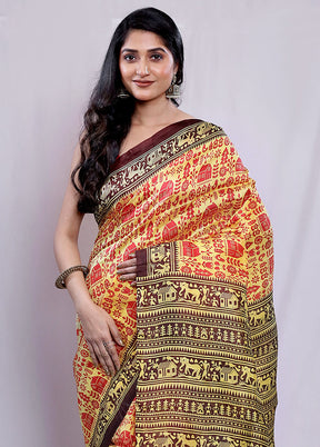 Multicolor Printed Pure Silk Saree With Blouse Piece - Indian Silk House Agencies