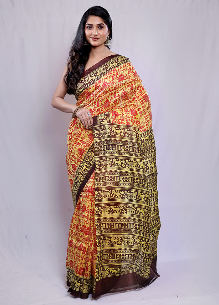 Multicolor Printed Pure Silk Saree With Blouse Piece - Indian Silk House Agencies