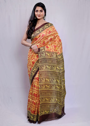 Multicolor Printed Pure Silk Saree With Blouse Piece - Indian Silk House Agencies