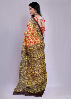 Multicolor Printed Pure Silk Saree With Blouse Piece - Indian Silk House Agencies