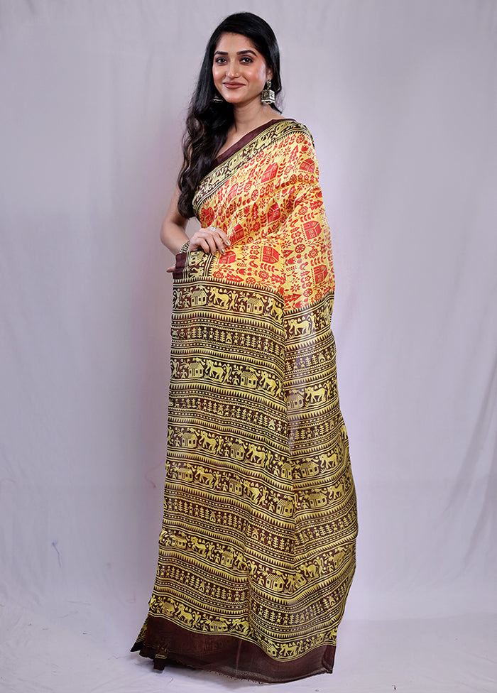 Multicolor Printed Pure Silk Saree With Blouse Piece - Indian Silk House Agencies