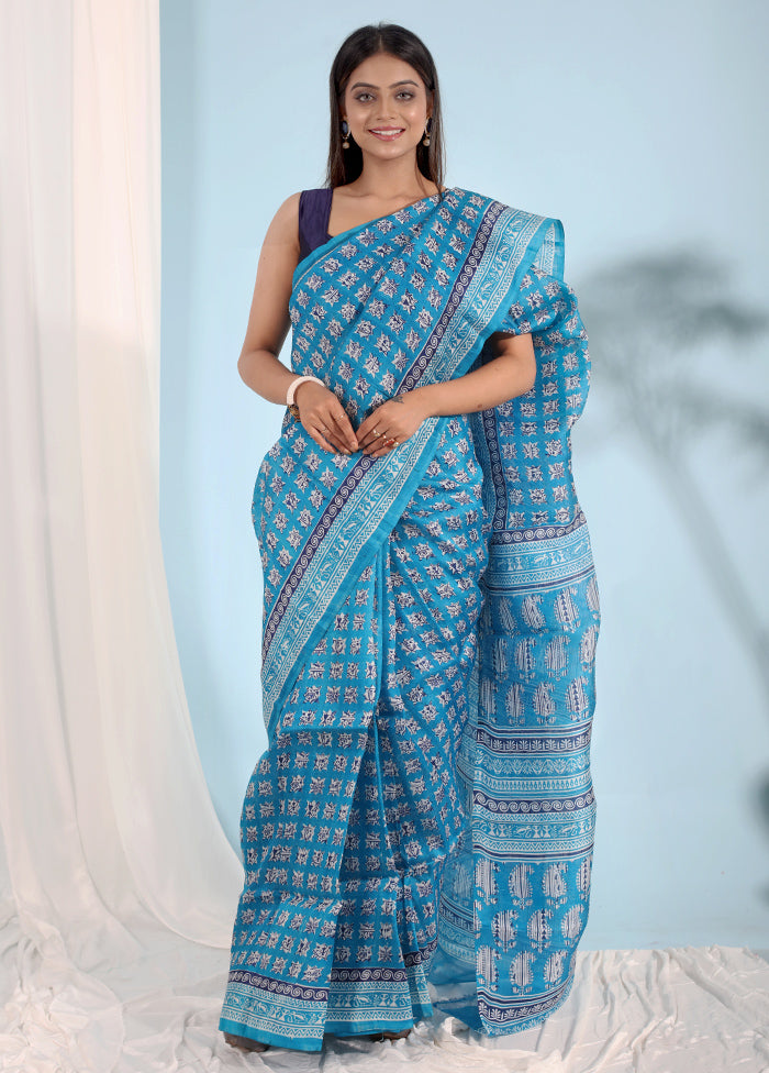 Multicolor Printed Pure Silk Saree With Blouse Piece - Indian Silk House Agencies