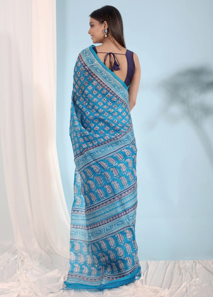 Multicolor Printed Pure Silk Saree With Blouse Piece - Indian Silk House Agencies