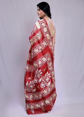 Multicolor Printed Pure Silk Saree With Blouse Piece - Indian Silk House Agencies