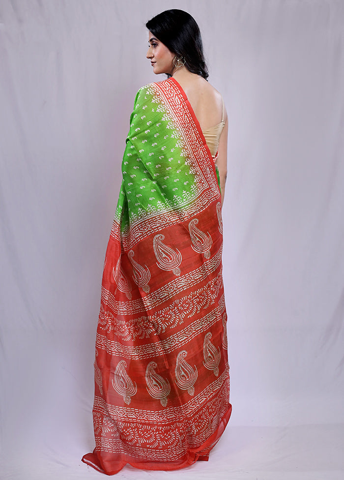 Multicolor Printed Pure Silk Saree With Blouse Piece - Indian Silk House Agencies