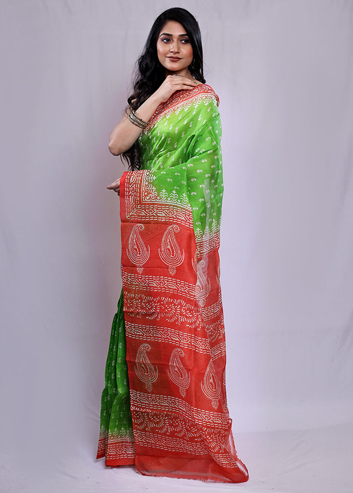 Multicolor Printed Pure Silk Saree With Blouse Piece - Indian Silk House Agencies