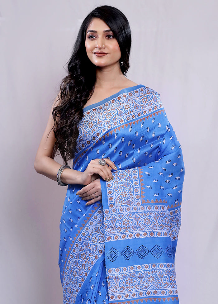 Multicolor Printed Pure Silk Saree With Blouse Piece - Indian Silk House Agencies