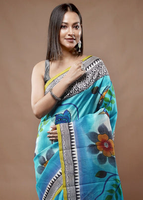 Multicolor Printed Pure Silk Saree With Blouse Piece - Indian Silk House Agencies