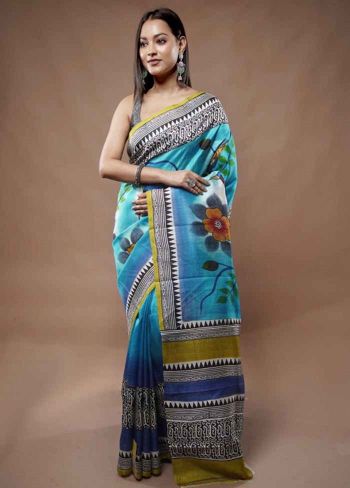 Multicolor Printed Pure Silk Saree With Blouse Piece - Indian Silk House Agencies