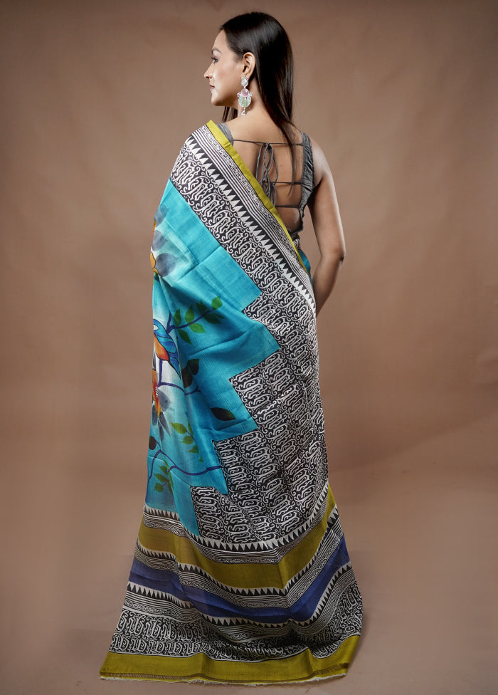 Multicolor Printed Pure Silk Saree With Blouse Piece - Indian Silk House Agencies