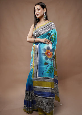 Multicolor Printed Pure Silk Saree With Blouse Piece - Indian Silk House Agencies