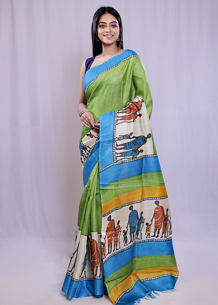 Multicolor Tussar Silk Saree With Blouse Piece - Indian Silk House Agencies