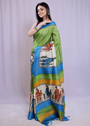 Multicolor Tussar Silk Saree With Blouse Piece - Indian Silk House Agencies