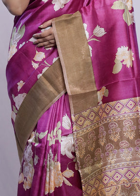 Purple Tussar Silk Saree With Blouse Piece - Indian Silk House Agencies