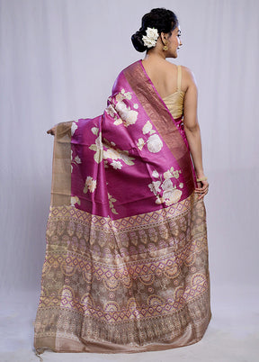 Purple Tussar Silk Saree With Blouse Piece - Indian Silk House Agencies