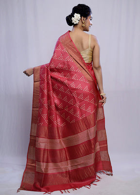 Pink Tussar Silk Saree With Blouse Piece - Indian Silk House Agencies