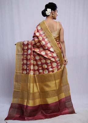 Pink Tussar Silk Saree With Blouse Piece - Indian Silk House Agencies