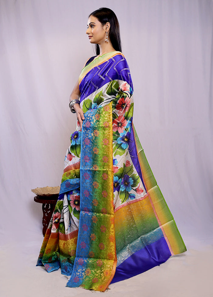 Multicolor Tussar Pure Silk Saree With Blouse Piece - Indian Silk House Agencies