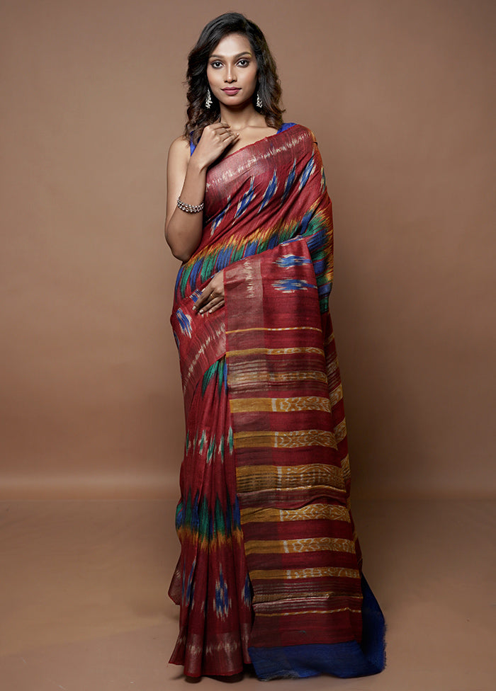 Multicolor Tussar Silk Saree With Blouse Piece