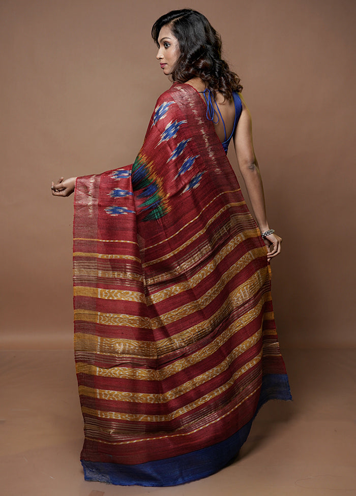 Multicolor Tussar Silk Saree With Blouse Piece