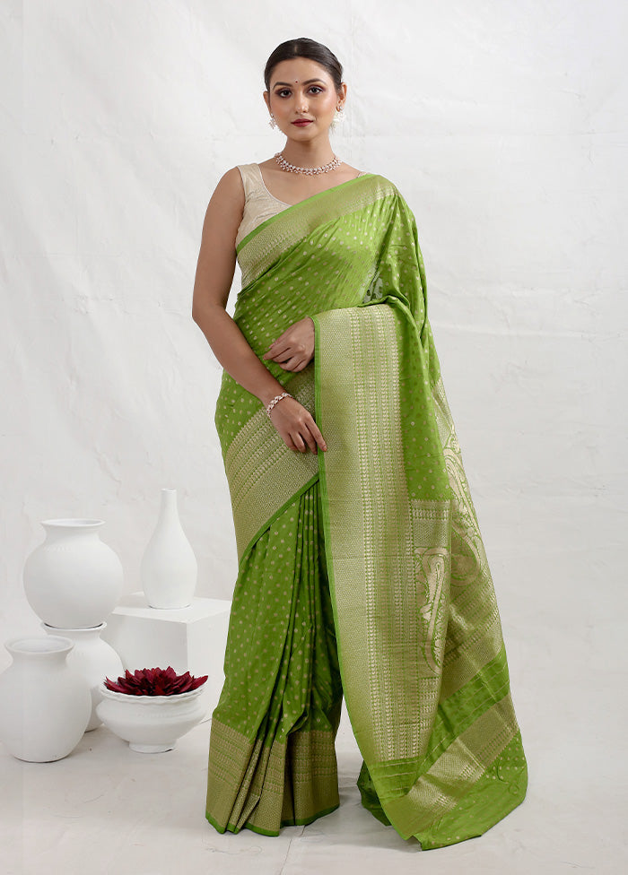 Green Dupion Silk Saree With Blouse Piece - Indian Silk House Agencies