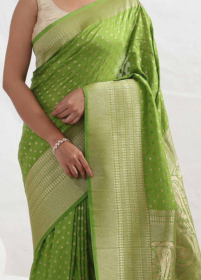 Green Dupion Silk Saree With Blouse Piece - Indian Silk House Agencies