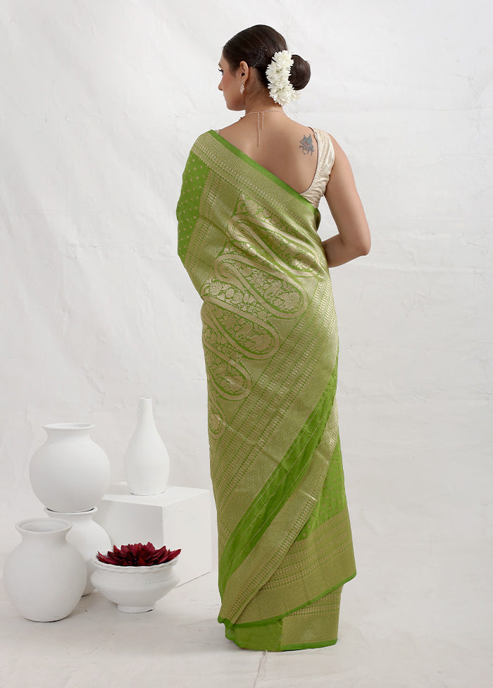 Green Dupion Silk Saree With Blouse Piece - Indian Silk House Agencies