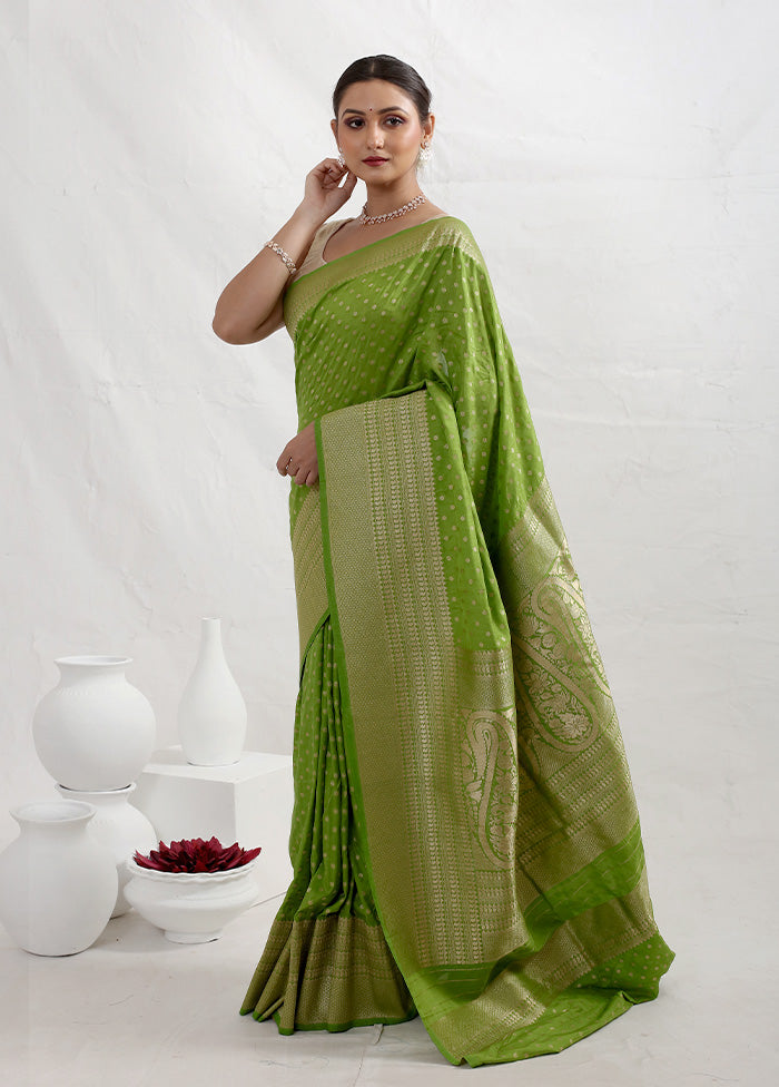 Green Dupion Silk Saree With Blouse Piece - Indian Silk House Agencies