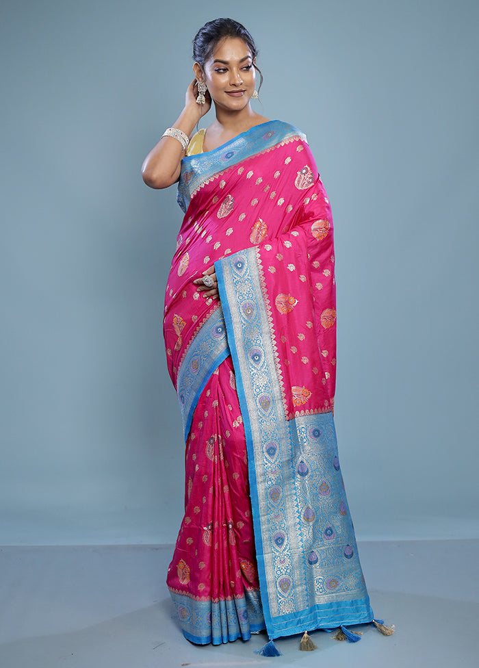 Pink Dupion Silk Saree With Blouse Piece - Indian Silk House Agencies