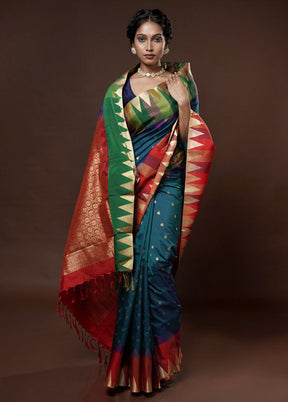 Green Kanjivaram Silk Saree With Blouse Piece - Indian Silk House Agencies