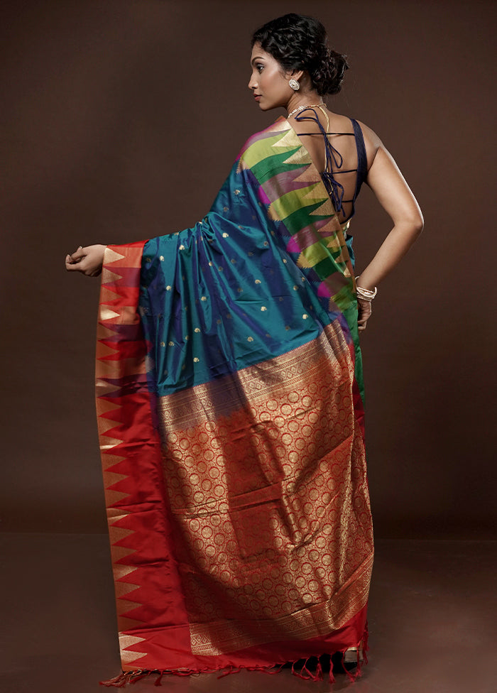 Green Kanjivaram Silk Saree With Blouse Piece - Indian Silk House Agencies