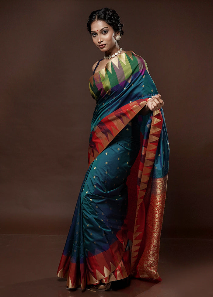 Green Kanjivaram Silk Saree With Blouse Piece - Indian Silk House Agencies