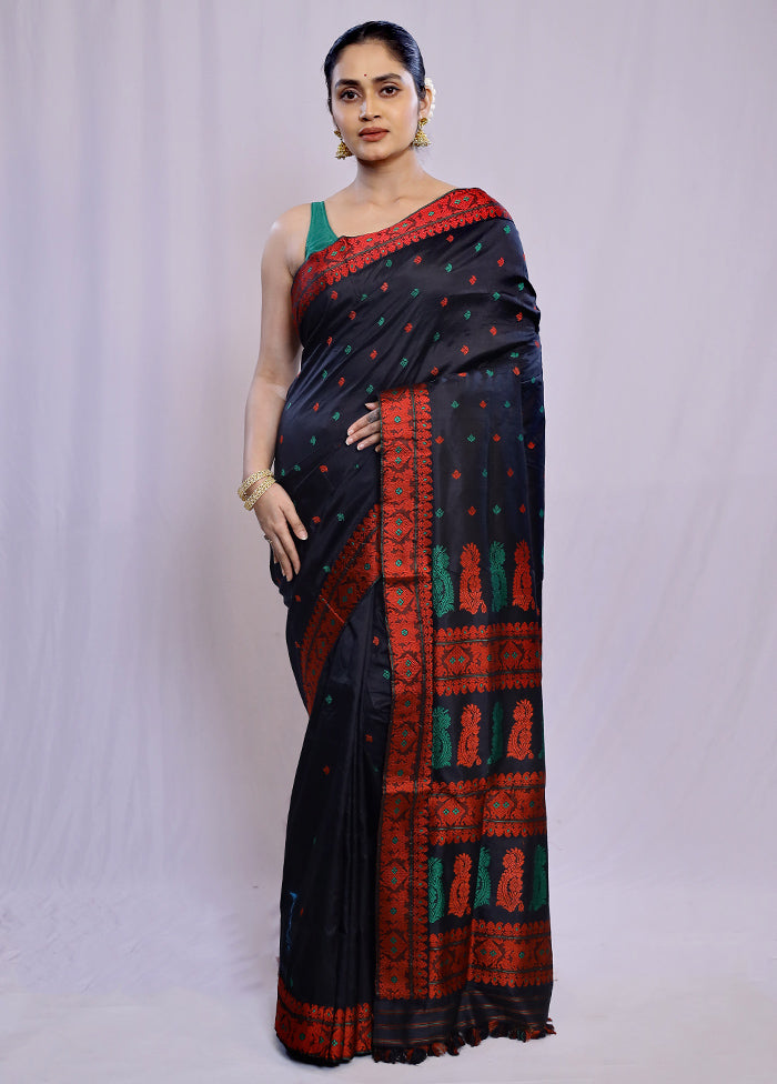 Blue Assam Pure Silk Saree With Blouse Piece - Indian Silk House Agencies