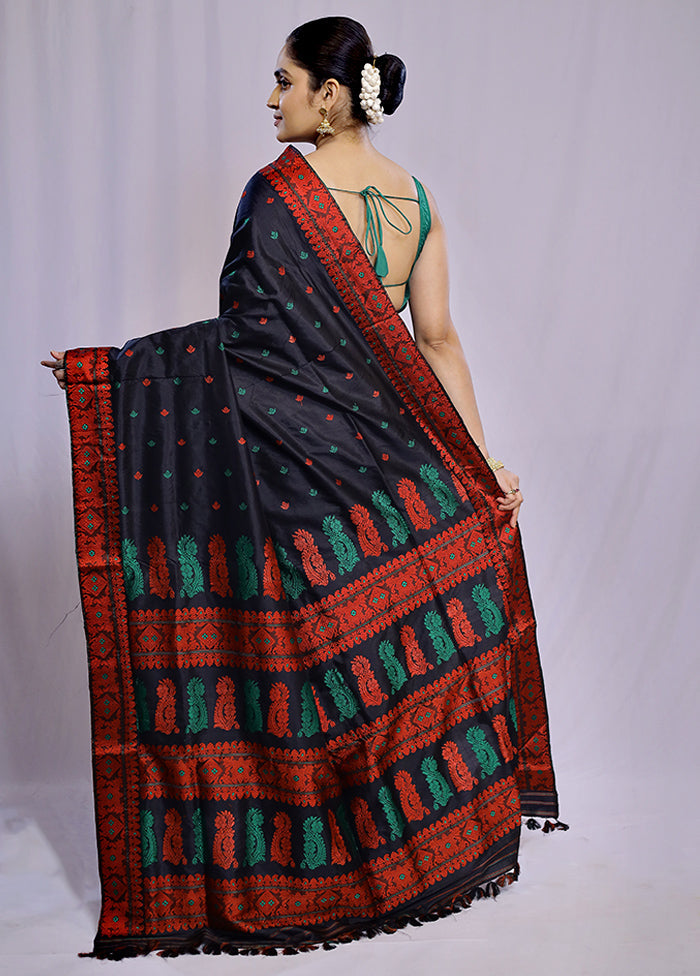 Blue Assam Pure Silk Saree With Blouse Piece - Indian Silk House Agencies