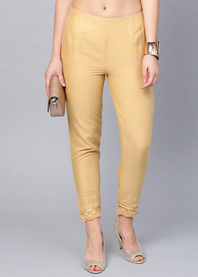 Gold Cotton Casual Pant